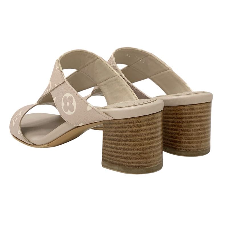 Louis Vuitton Croisier Monogram Sandals Shoes Leather Pink Beige Mules — view 4