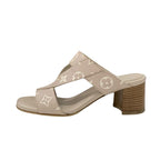 Louis Vuitton Croisier Monogram Sandals Shoes Leather Pink Beige Mules — view 3