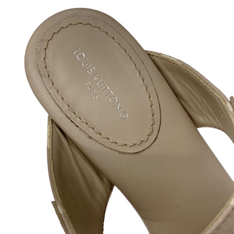 Louis Vuitton Croisier Monogram Sandals Shoes Leather Pink Beige Mules — view 7