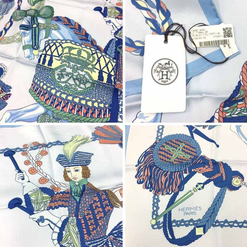 Hermes Scarf Callewash Calle 90 Timpani Player Blue Aq5852 — view 3