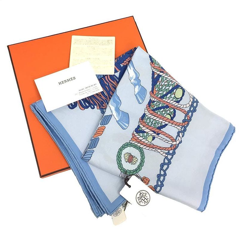 Hermes Scarf Callewash Calle 90 Timpani Player Blue Aq5852 — view 4