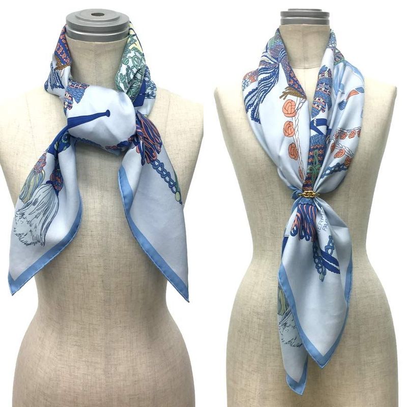 Hermes Scarf Callewash Calle 90 Timpani Player Blue Aq5852 — view 2