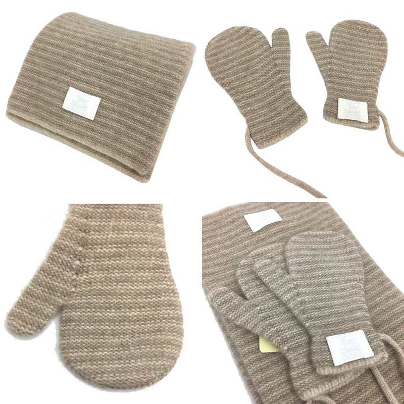 Hermes Baby Kids Scarf And Gloves Set M-03 Cashmere Beige New — view 3