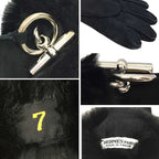 Hermes Gloves Rabbit Suede Size 7 Black Aq4668 — view 3