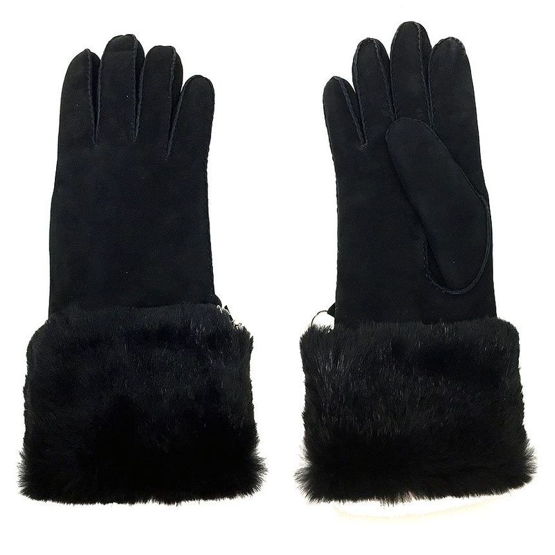 Hermes Gloves Rabbit Suede Size 7 Black Aq4668 — view 2