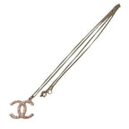 Chanel Pink Gold CC Logo Rhinestone Necklace — view 3