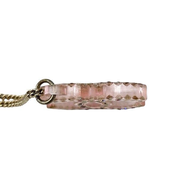 Chanel Pink Gold CC Logo Rhinestone Necklace — view 6