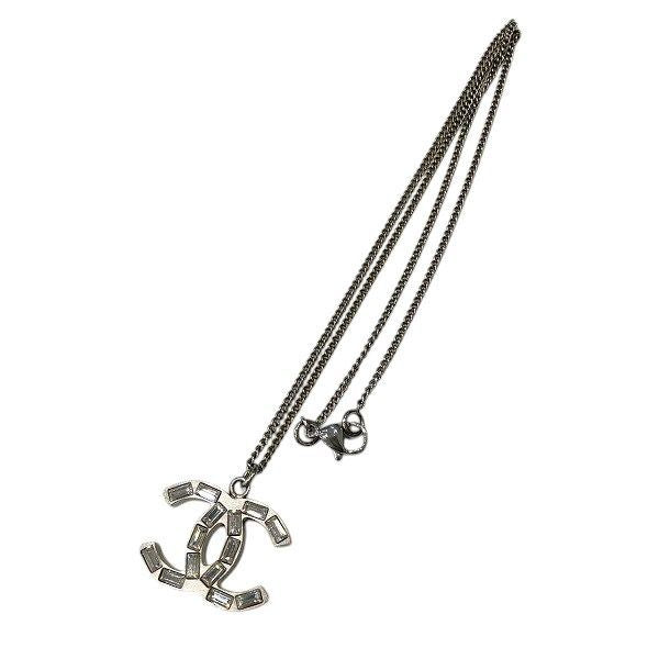 Chanel Silver CC Logo Stone Lame Reversible Necklace — view 3