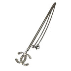 Chanel Silver CC Logo Stone Lame Reversible Necklace — view 3