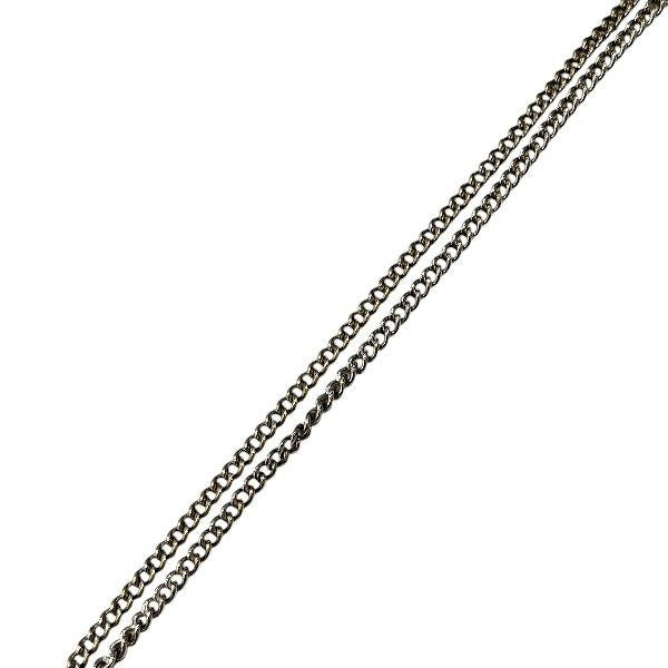 Chanel Silver CC Logo Stone Lame Reversible Necklace — view 9