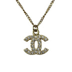 Chanel Gold CC Logo Rhinestone Necklace — view 4