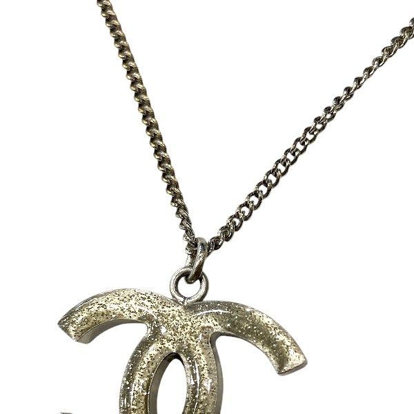 Chanel Silver CC Logo Stone Lame Reversible Necklace — view 8