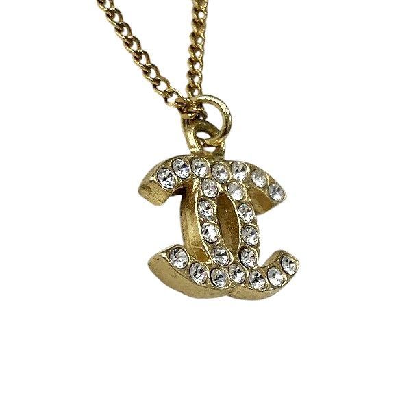 Chanel Gold CC Logo Rhinestone Necklace — view 6