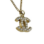 Chanel Gold CC Logo Rhinestone Necklace — view 6