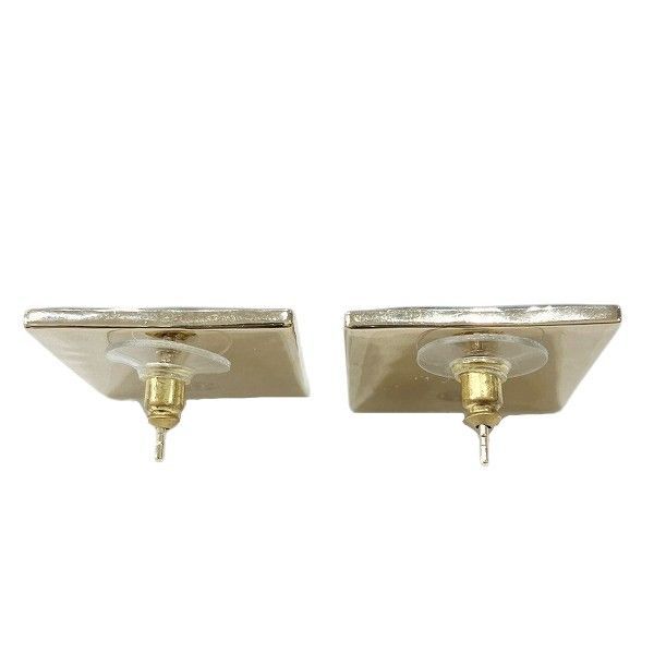Chanel Gold Black CC Logo Square Earrings — view 6