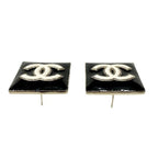 Chanel Gold Black CC Logo Square Earrings — view 8