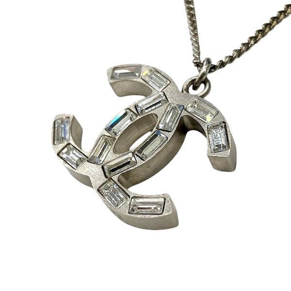 Chanel Silver CC Logo Stone Lame Reversible Necklace — view 7
