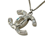 Chanel Silver CC Logo Stone Lame Reversible Necklace — view 7
