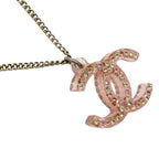 Chanel Pink Gold CC Logo Rhinestone Necklace — view 7