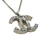 Chanel Silver CC Logo Stone Lame Reversible Necklace — view 6