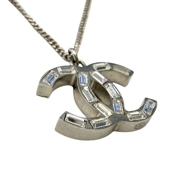 Chanel Silver CC Logo Stone Lame Reversible Necklace — view 6