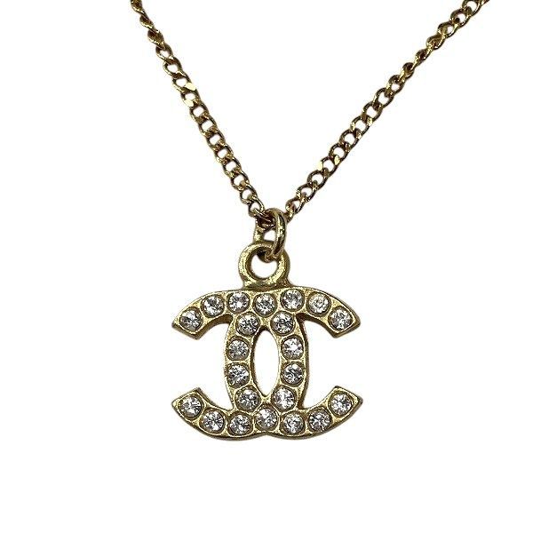 Chanel Gold CC Logo Rhinestone Necklace