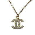 Chanel Gold CC Logo Rhinestone Necklace