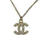 Chanel Gold CC Logo Rhinestone Necklace