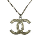 Chanel Silver CC Logo Stone Lame Reversible Necklace — view 4