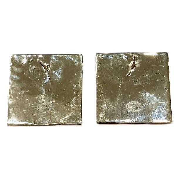 Chanel Gold Black CC Logo Square Earrings — view 3