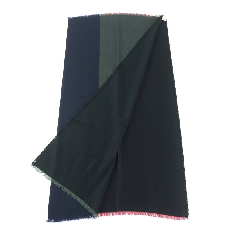 Hermes Carre 120 Cashmere Silk Blend Rouge Marine Kaki Large Shawl — view 3