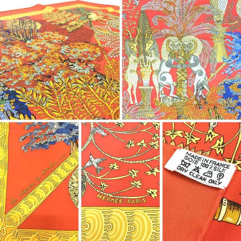 Hermes Scarf Carre 90 les Legendes De L'arbre Legend Of The Trees Silk Orange — view 2