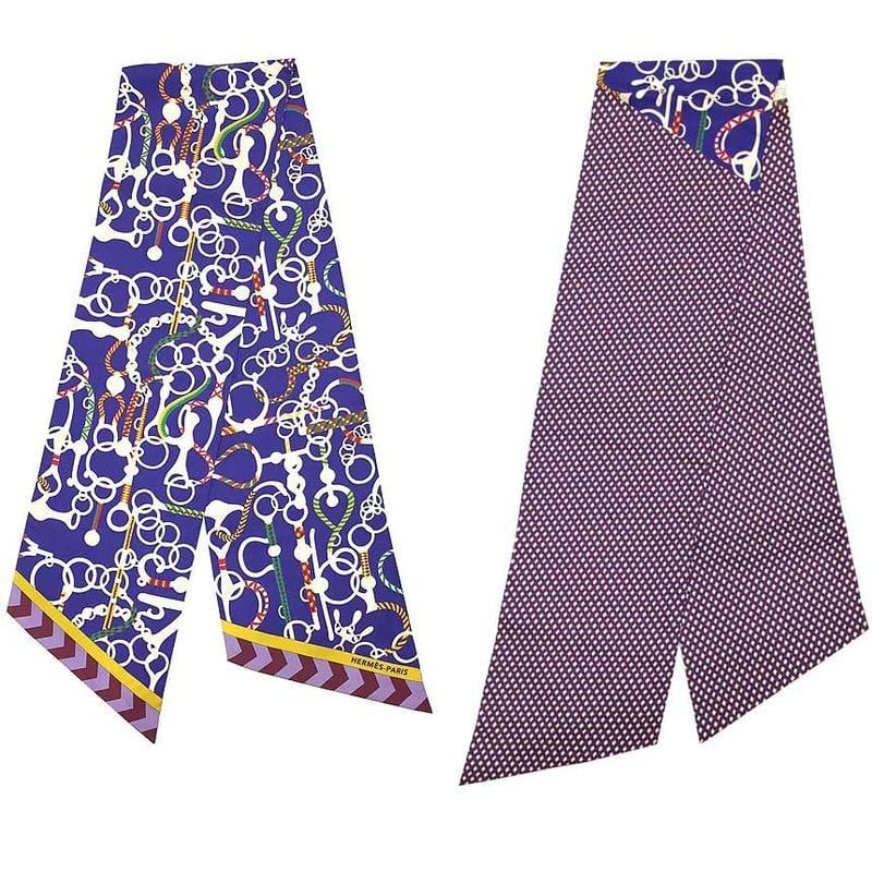 Hermes Silk Tie Scarf Maxi Twilly CUT MORS ET Tresse Long — view 2