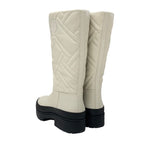 Hermes Fuji Boots Long Shoes Leather Ivory Exlibris Quilting — view 4