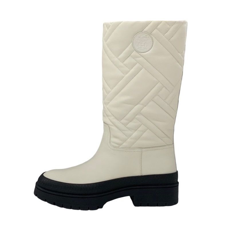 Hermes Fuji Boots Long Shoes Leather Ivory Exlibris Quilting — view 3