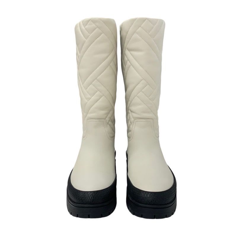 Hermes Fuji Boots Long Shoes Leather Ivory Exlibris Quilting — view 2