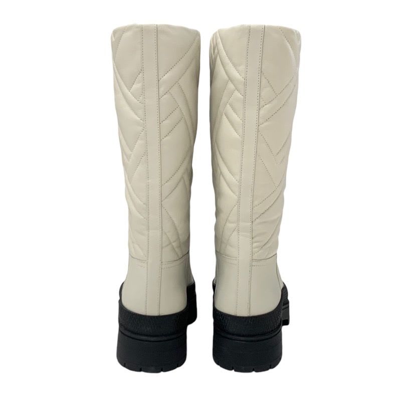 Hermes Fuji Boots Long Shoes Leather Ivory Exlibris Quilting — view 5
