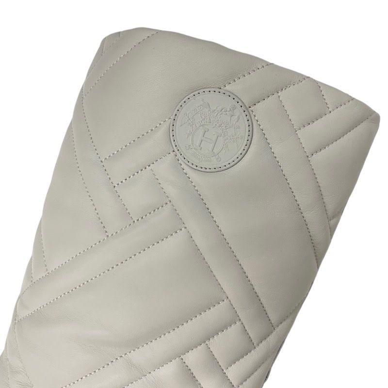 Hermes Fuji Boots Long Shoes Leather Ivory Exlibris Quilting — view 9