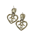 Chanel Earrings Gold Coco Mark Rhinestone Bijou Heart — view 7