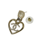 Chanel Earrings Gold Coco Mark Rhinestone Bijou Heart — view 8