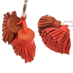 Hermes Carmen Unodos Key Holder Ring Charm 2 Fringes Leather — view 2