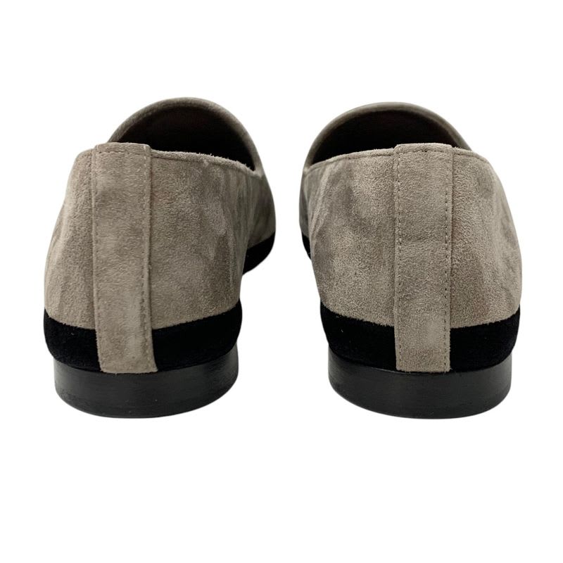 Chanel Flat Shoes Suede Gray Black Gold Coco Mark Loafers — view 5