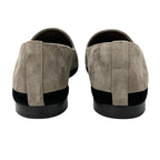 Chanel Flat Shoes Suede Gray Black Gold Coco Mark Loafers — view 5
