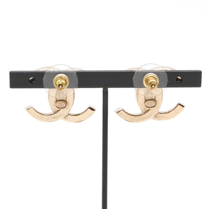 Chanel Earrings Gold Coco Mark Rhinestone — view 9