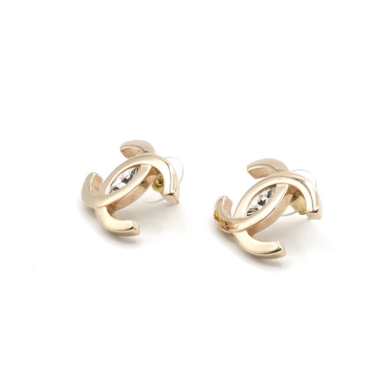 Chanel Earrings Gold Coco Mark Rhinestone — view 3