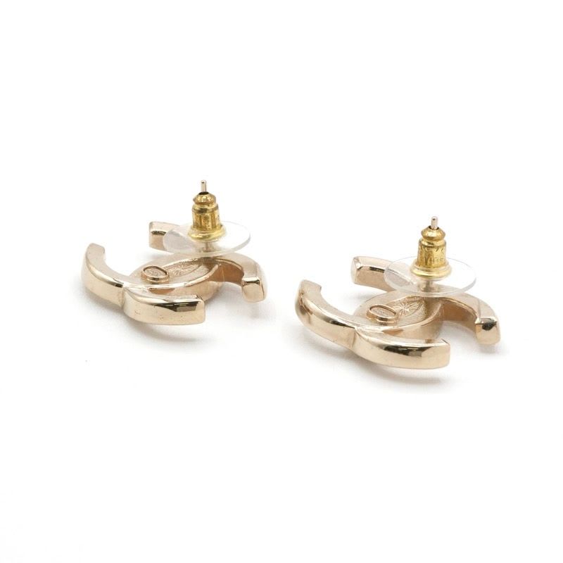 Chanel Earrings Gold Coco Mark Rhinestone — view 4