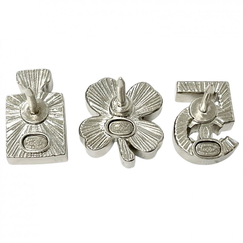 Chanel Brooch Corsage Silver 3 Piece Set Clover Bottle No.5 Pin — view 6