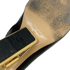 Fendi First Boots Short Shoes Leather Black Gold F Logo — view 8