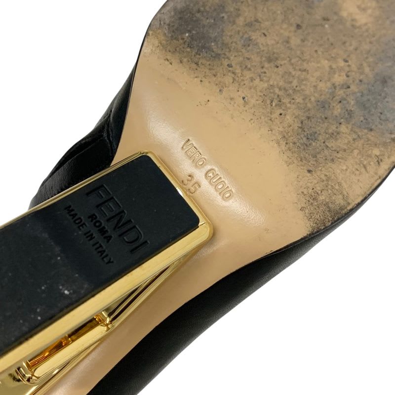 Fendi First Boots Short Shoes Leather Black Gold F Logo — view 8