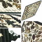 Hermes Pleated Carre Scarf Tourbillon Gale Swirl Falling Leaves Beige Khaki New — view 2